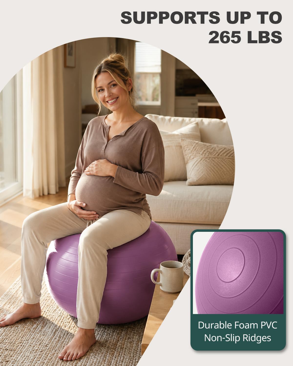 Detalle de Trideer TRUS-6601SBMA65B Exercise Ball, 65 cm, Non-Slip PVC, Pump Included