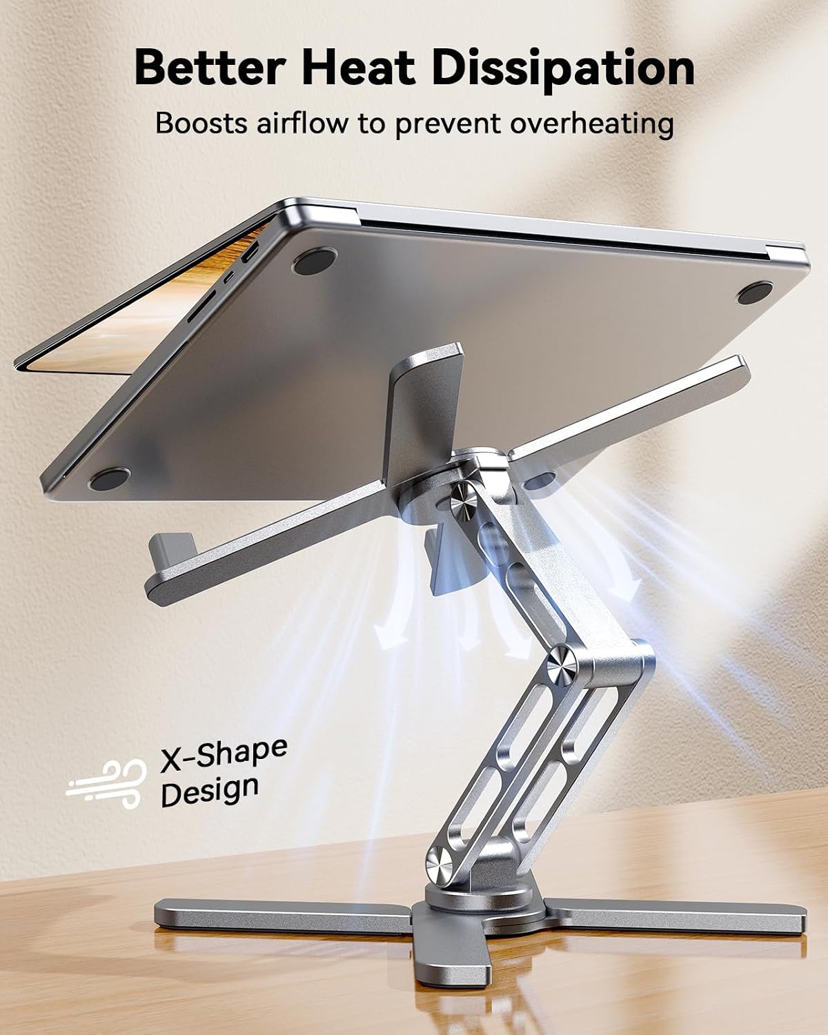 Detalle de TECKNET Laptop Stand for Desk – 360° Rotating Ergonomic Aluminium Riser