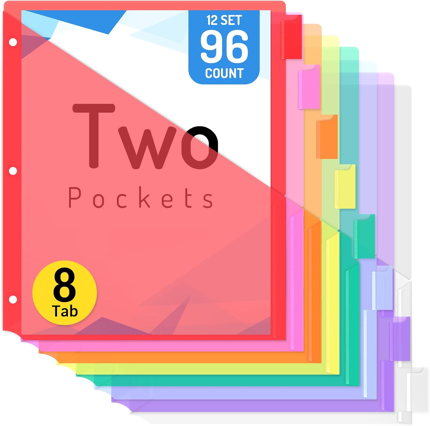 Detalle de Forvencer 96-Count Binder Dividers, 8 Tabs, Dual Pockets, Letter Size