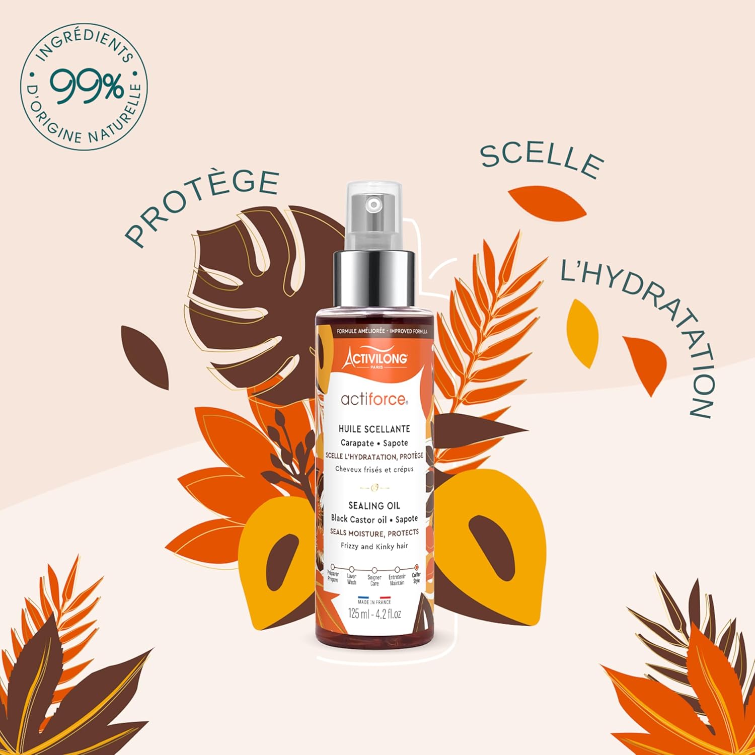 Thumbnail 1 de ACTIVILONG Huile Scellante Actiforce 99% d’ingrédients naturels – Hydrate, nourrit et protège (cheveux frisés et crépus) 100 ml