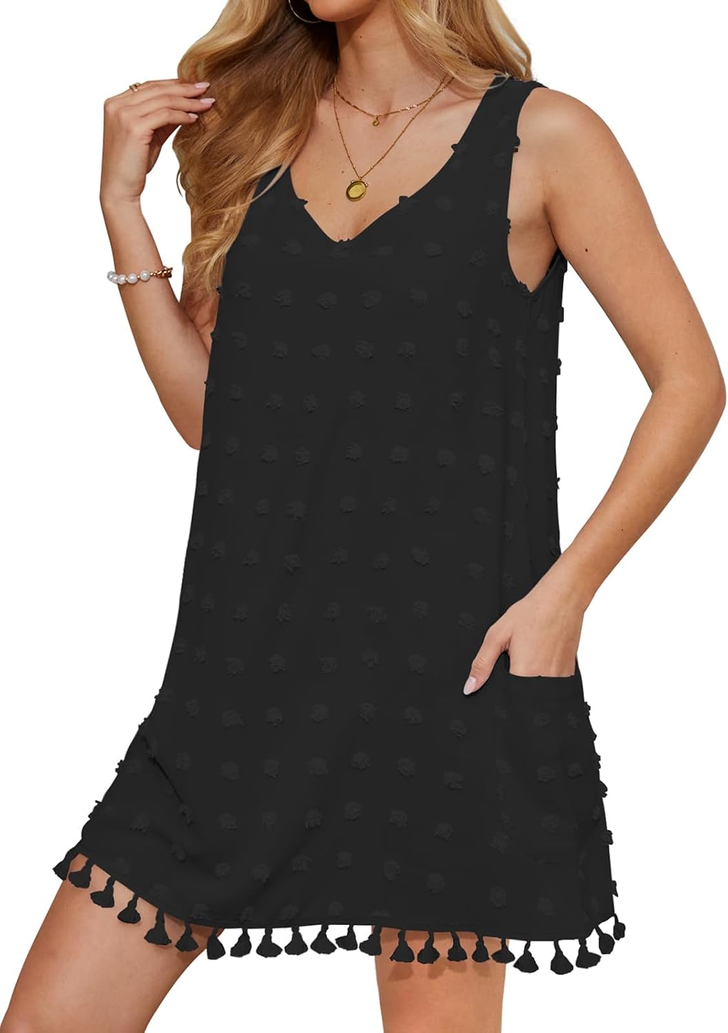 Detalle de Yincro Swimsuit Cover-Up Dress, Swiss Dot