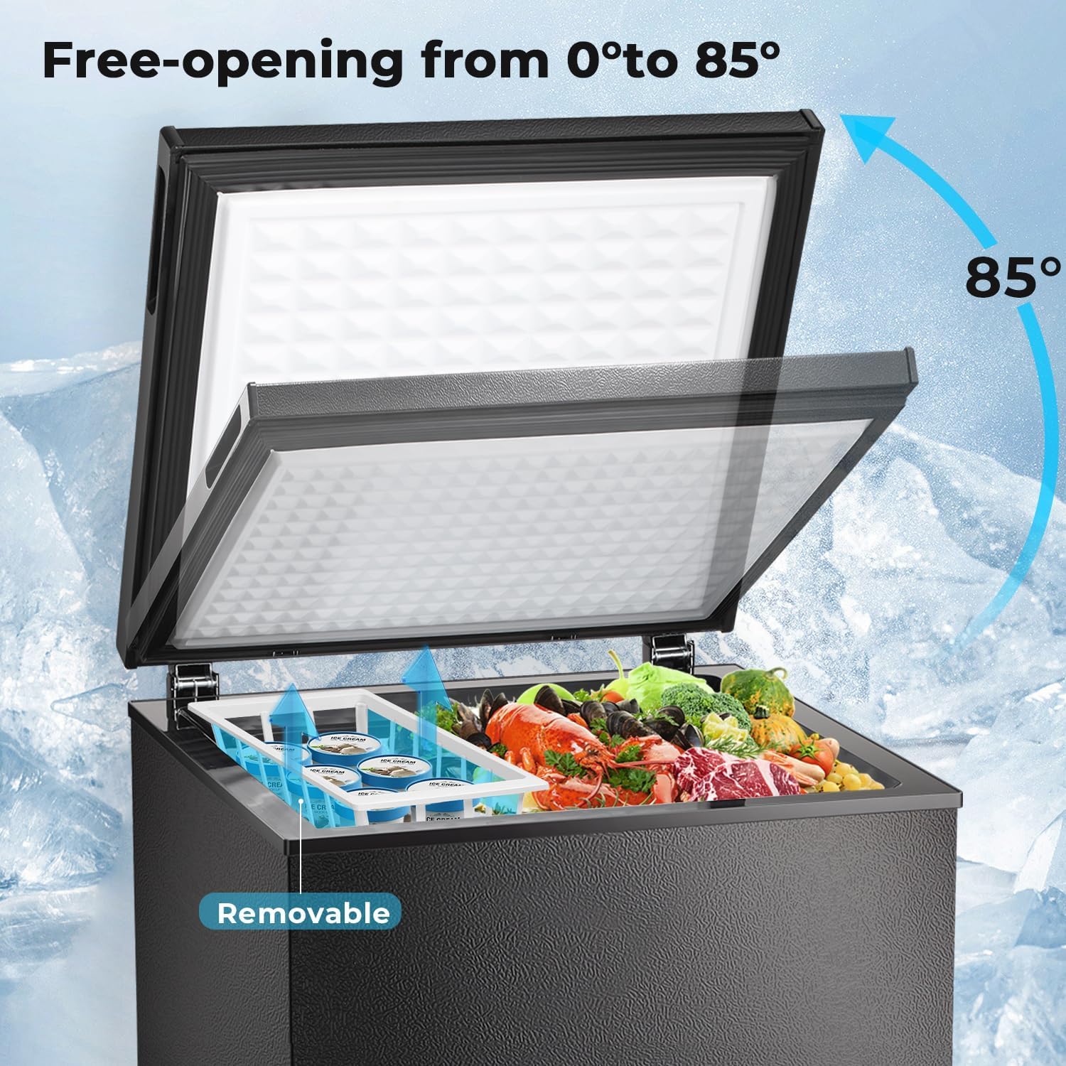 Detalle de Electactic 50H Compact Chest Freezer, 2.0 cu. ft., 7 Settings, 2 Baskets