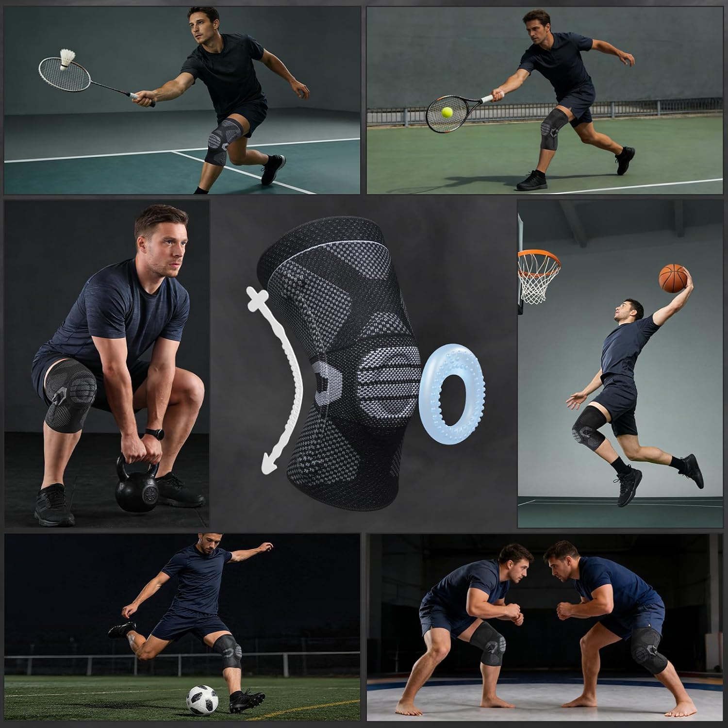 Thumbnail 6 de NEENCA Professional Knee Support Sleeve with Patella Gel Pad & Side Spring Stabilizers