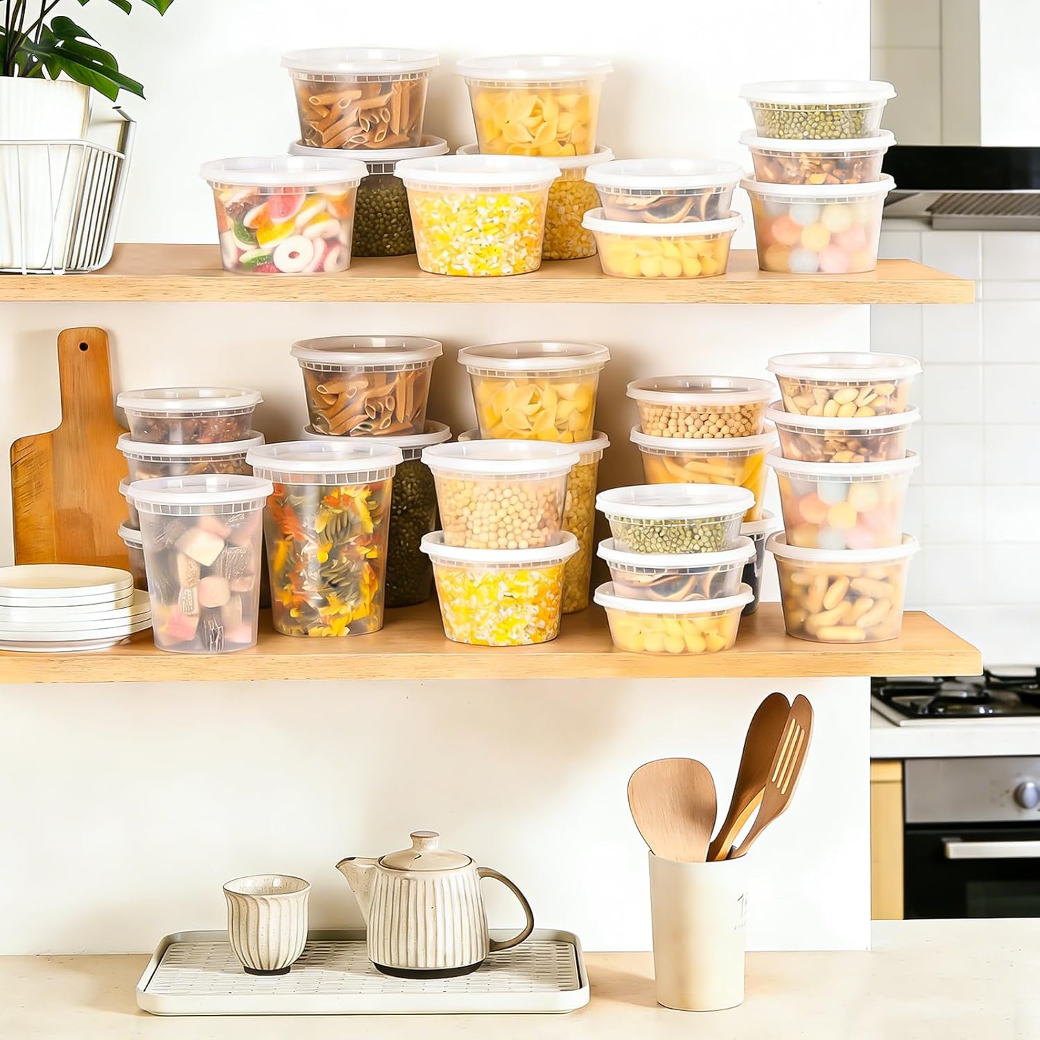 Thumbnail 6 de BYSNOW 60 Sets Deli Containers with Lids (8/16/32 oz) – Leak-Proof, BPA-Free, Stackable & Safe for Freezer, Microwave, and Dishwasher