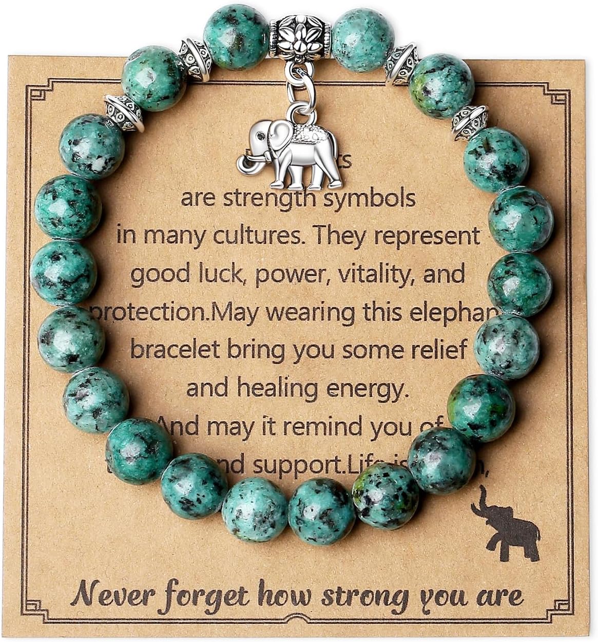 Thumbnail 6 de XIANNVXI Elephant Bracelet with 8mm Malachite Crystal Beads – Good Luck & Inspirational Gift