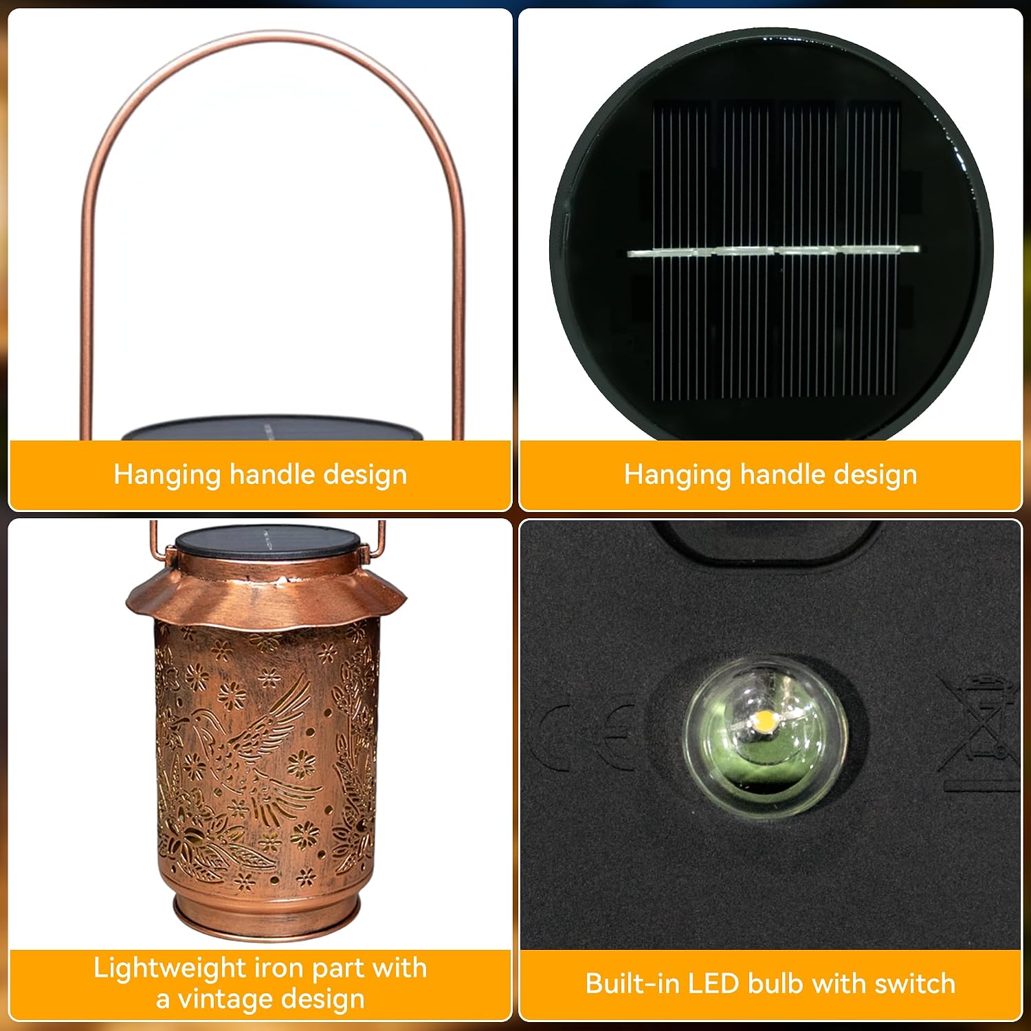 Detalle de Hopexy Hummingbird Solar Lantern Outdoor Hanging Lights (2 Pack)