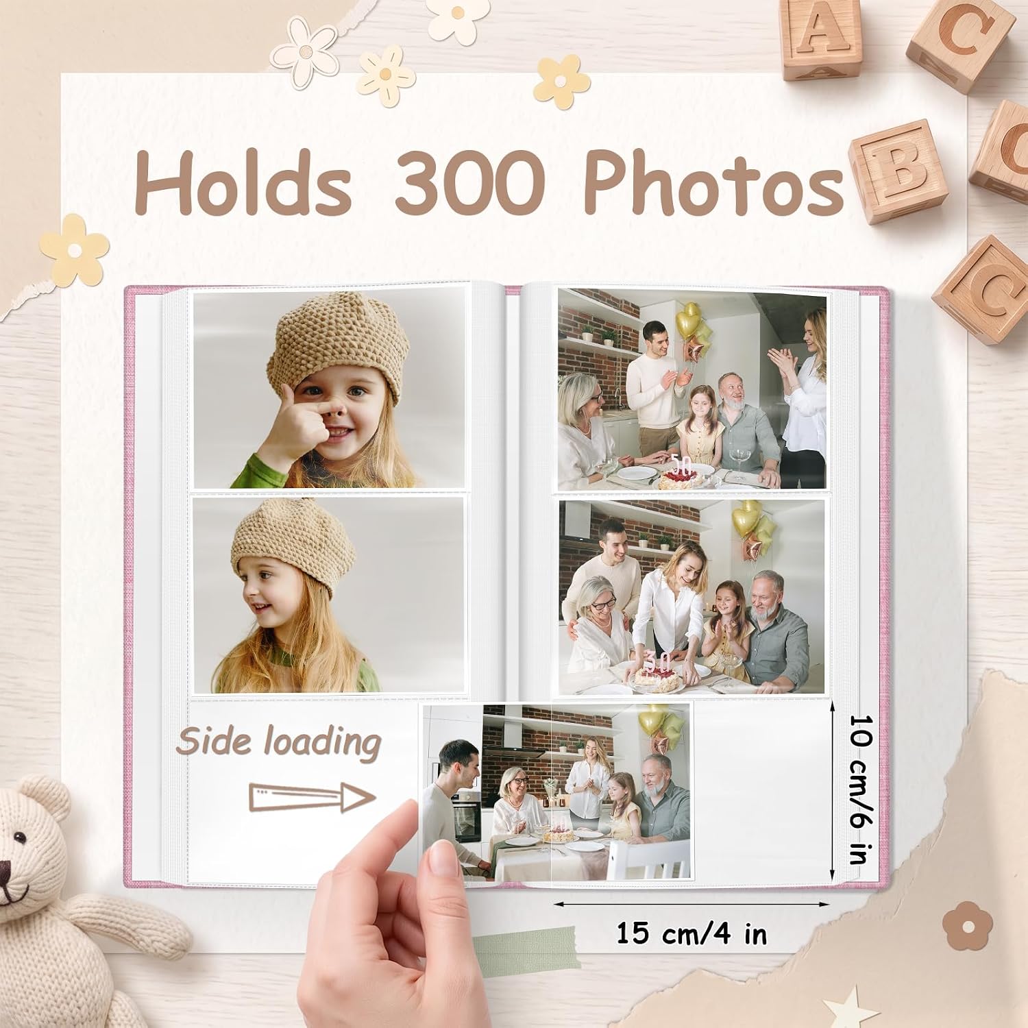 Detalle 2 de popotop photo-02 4 x 6 Photo Album, Linen Cover, 300 Horizontal Pockets