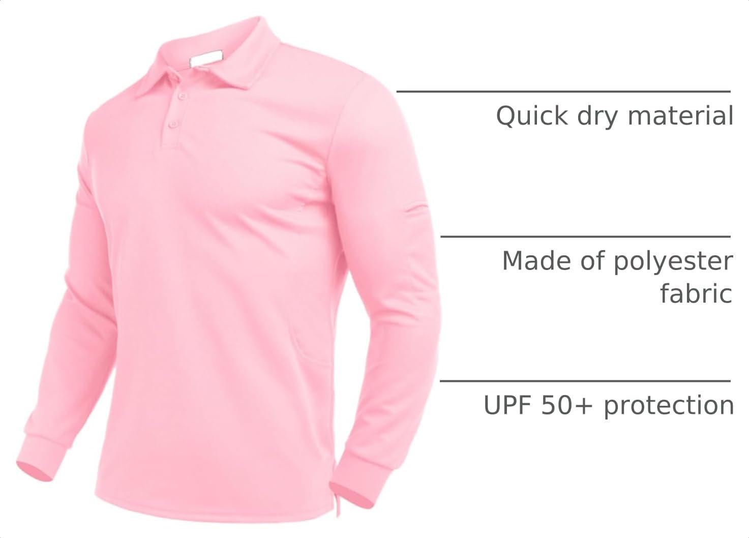 Detalle 2 de Deyeek Men's Long-Sleeve Polo Shirt, Polyester