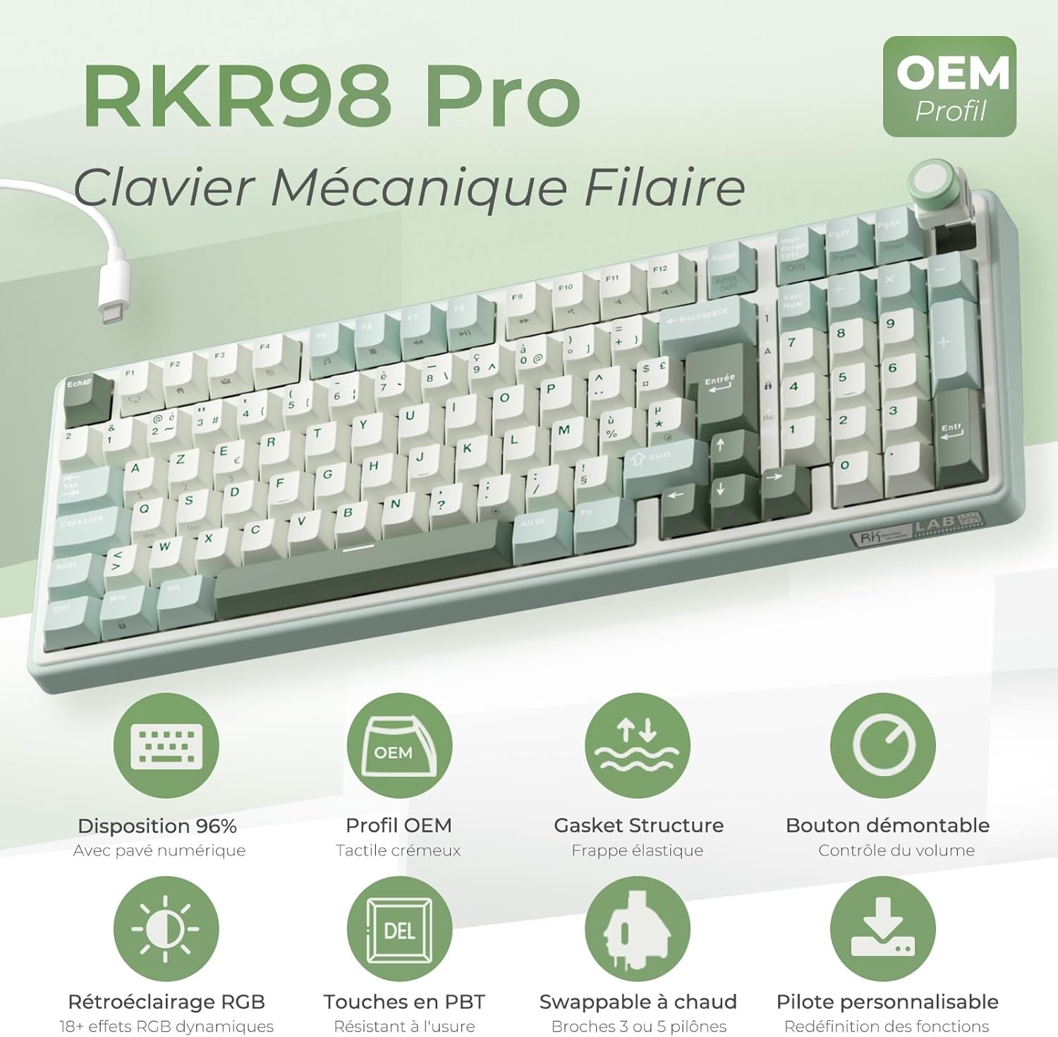 Thumbnail 1 de RK ROYAL KLUDGE R98 Pro clavier gamer 96% ⌨