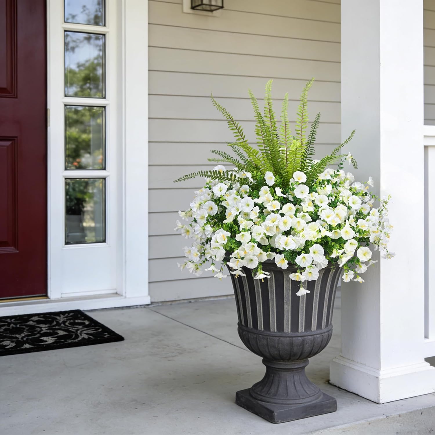 Thumbnail 6 de Hrobek Faux Morning Glory & Tall Fern Artificial Flowers for Outdoor or Indoor Decor (13 Bunches, White)