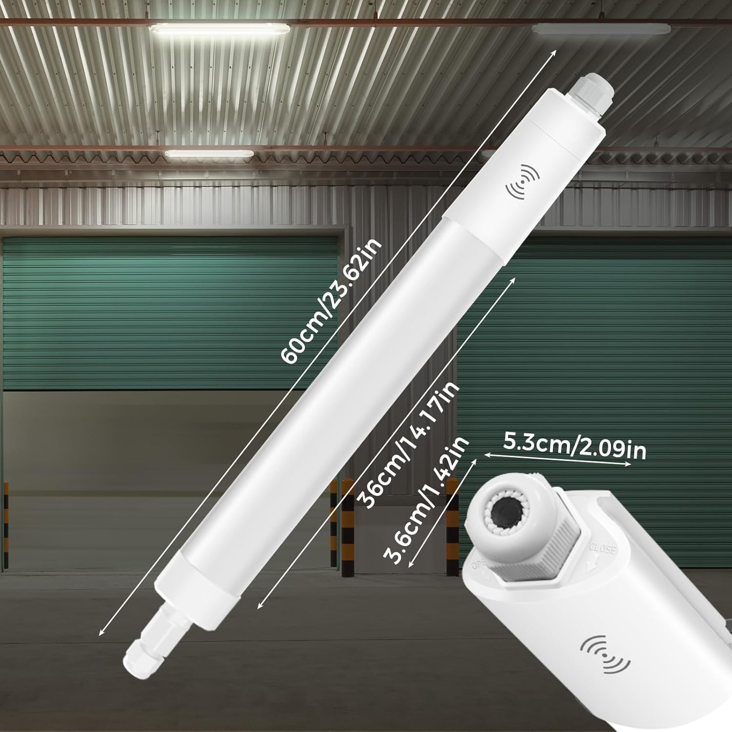Detalle de zemty Feuchtraumleuchte LED 60 cm mit Bewegungsmelder, 4000K, IP65