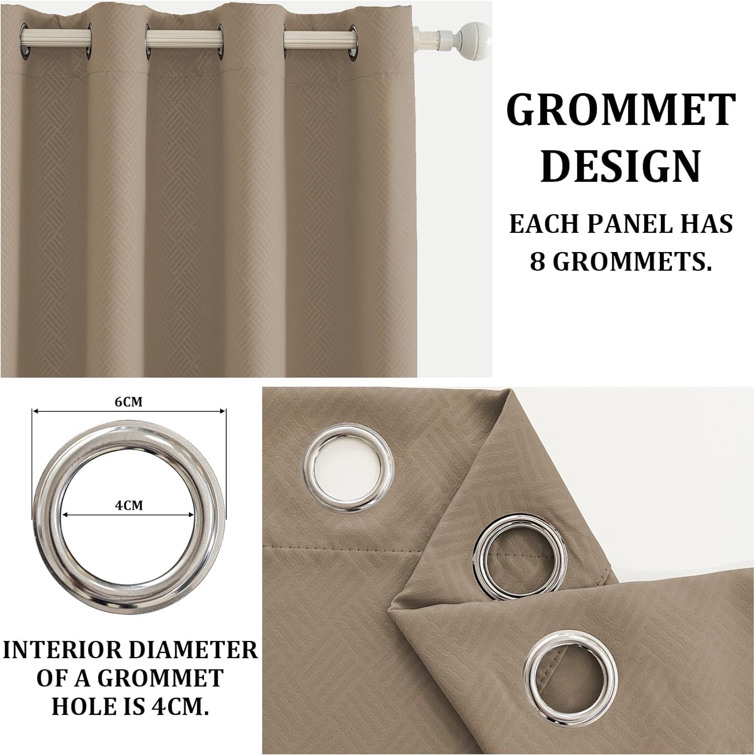 Thumbnail 3 de Lot de 2 rideaux occultants Ystyle avec œillets 117x137 cm – isolation thermique et anti-UV