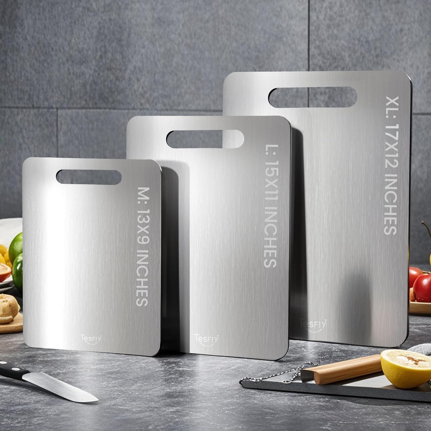 Thumbnail 5 de Titanium Cutting Board Set of 3 (M, L, XL) – 100% Pure Titanium, Double-Sided, Dishwasher Safe