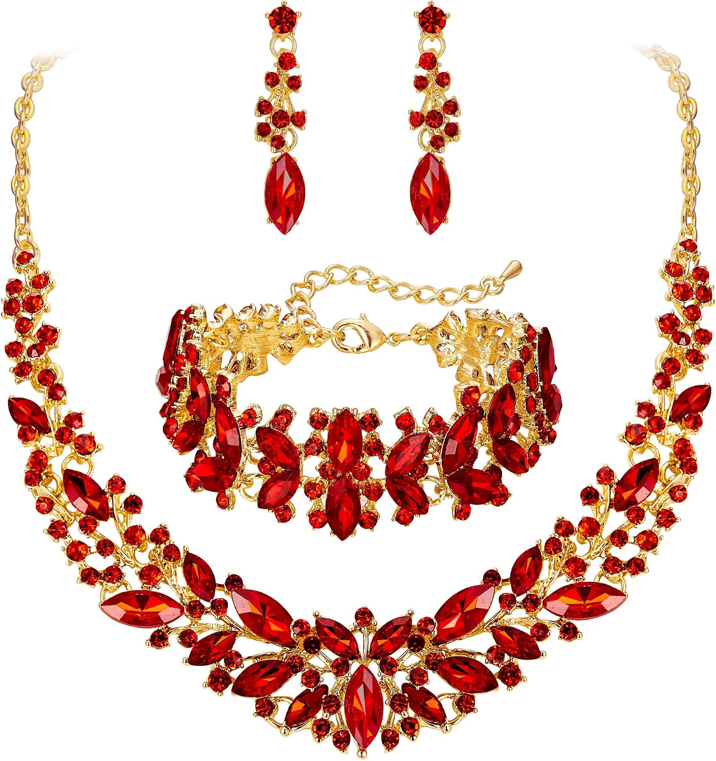 Thumbnail 6 de Clearine Parure de bijoux femme : collier, boucles d’oreilles et bracelet en cristal transparent argenté