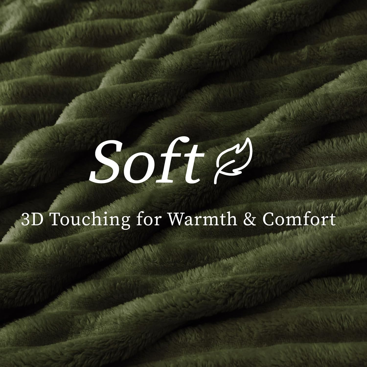 Detalle de BEDELITE Fleece Throw Blanket for Couch – 300GSM Soft & Warm Olive Green Stripe