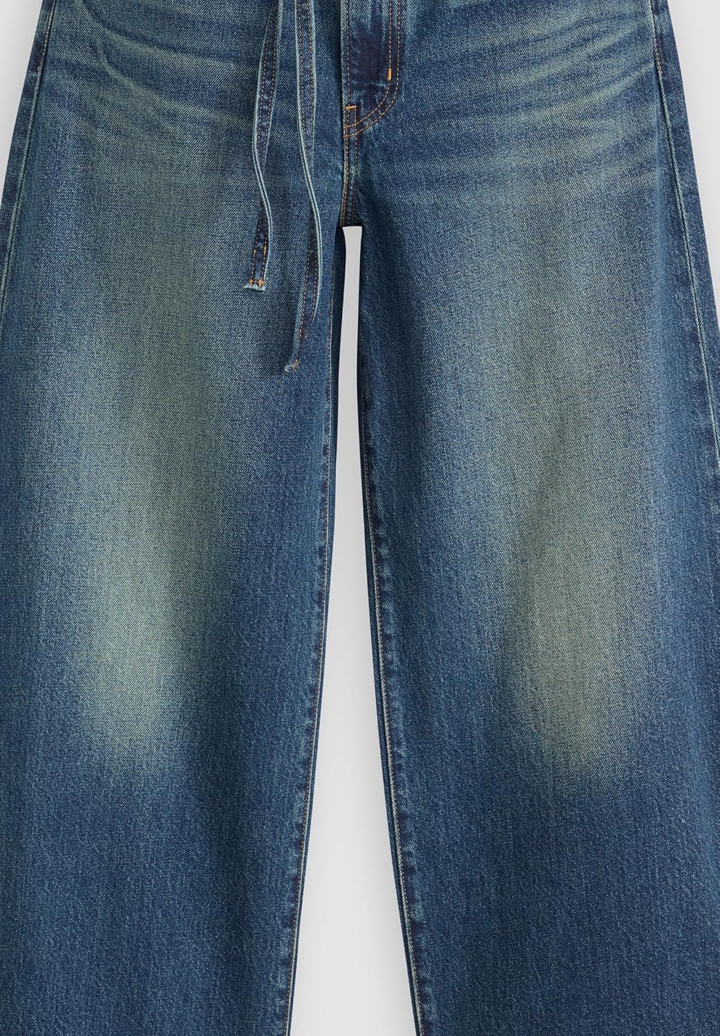Detalle de Levi's XL Straight-jeans för dam med vida, raka ben och knytbar midja
