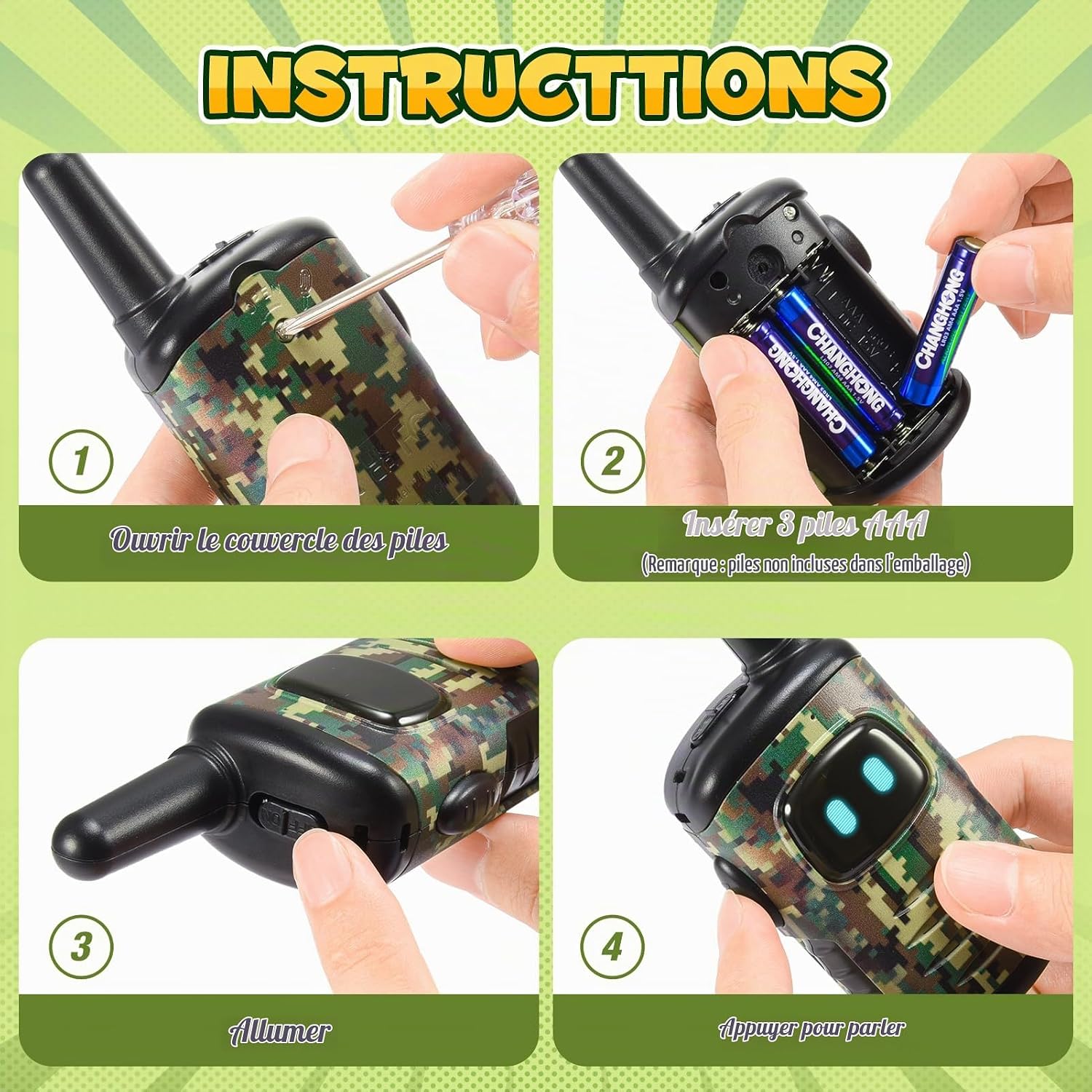 Detalle 2 de Adeokay A walkietalkies voor kinderen met 8 kanalen, kompas en fluitfunctie