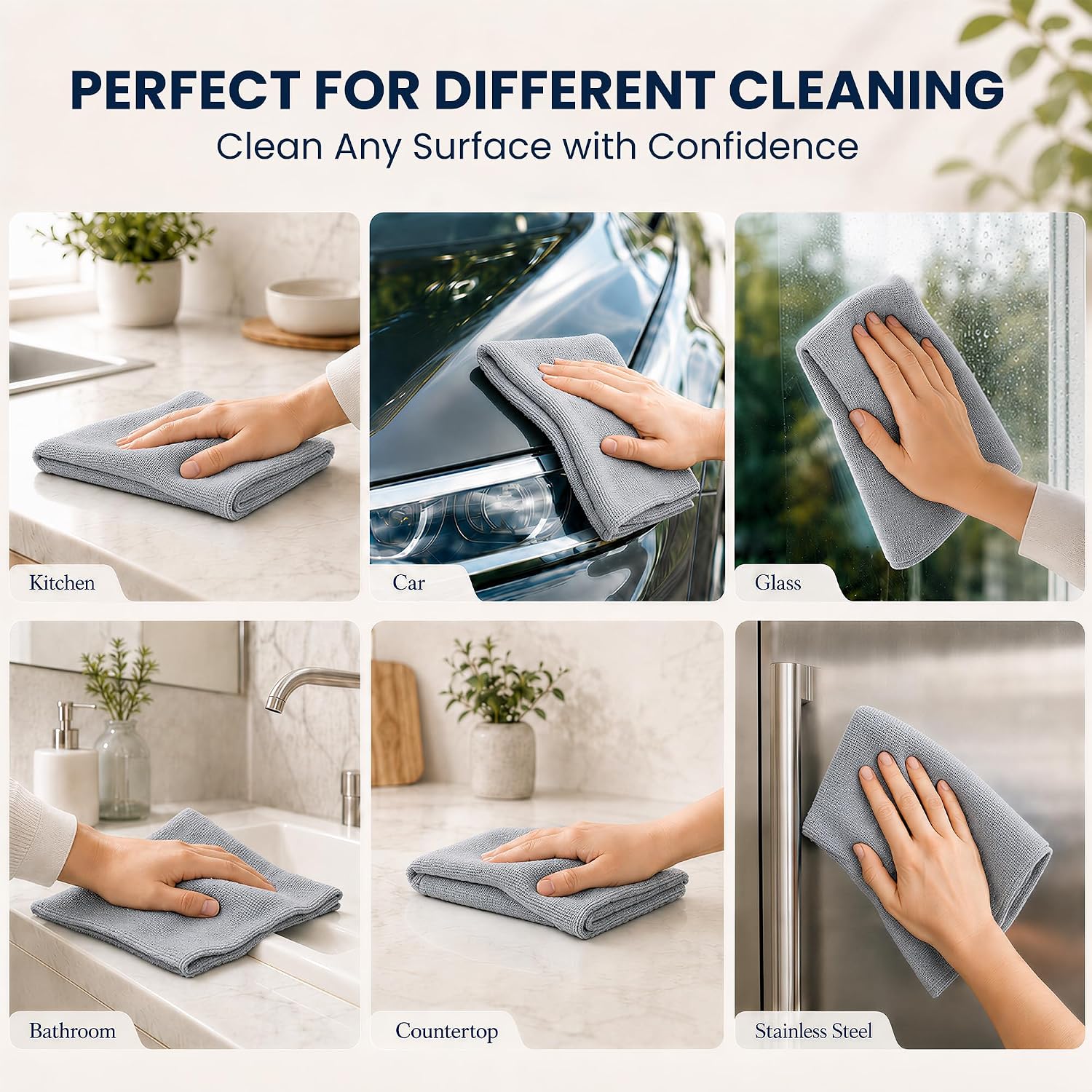Thumbnail 6 de Veco 80pcs-gray Microfiber Cleaning Cloth Roll, 80-Count, Gray, 12" x 12