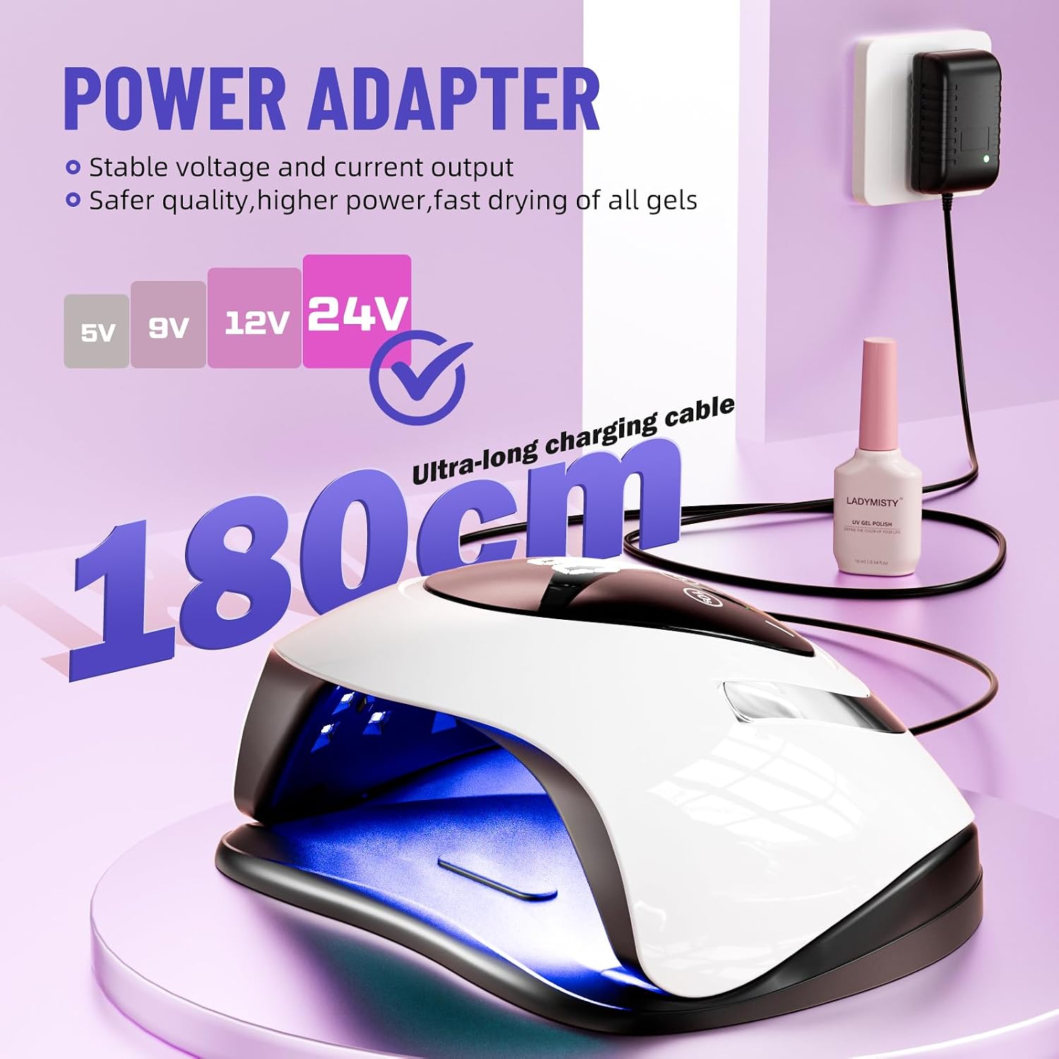 Detalle de LadyMisty 268W UV LED Nail Lamp (57 Beads) with 4 Timer Settings and LCD Touch Display