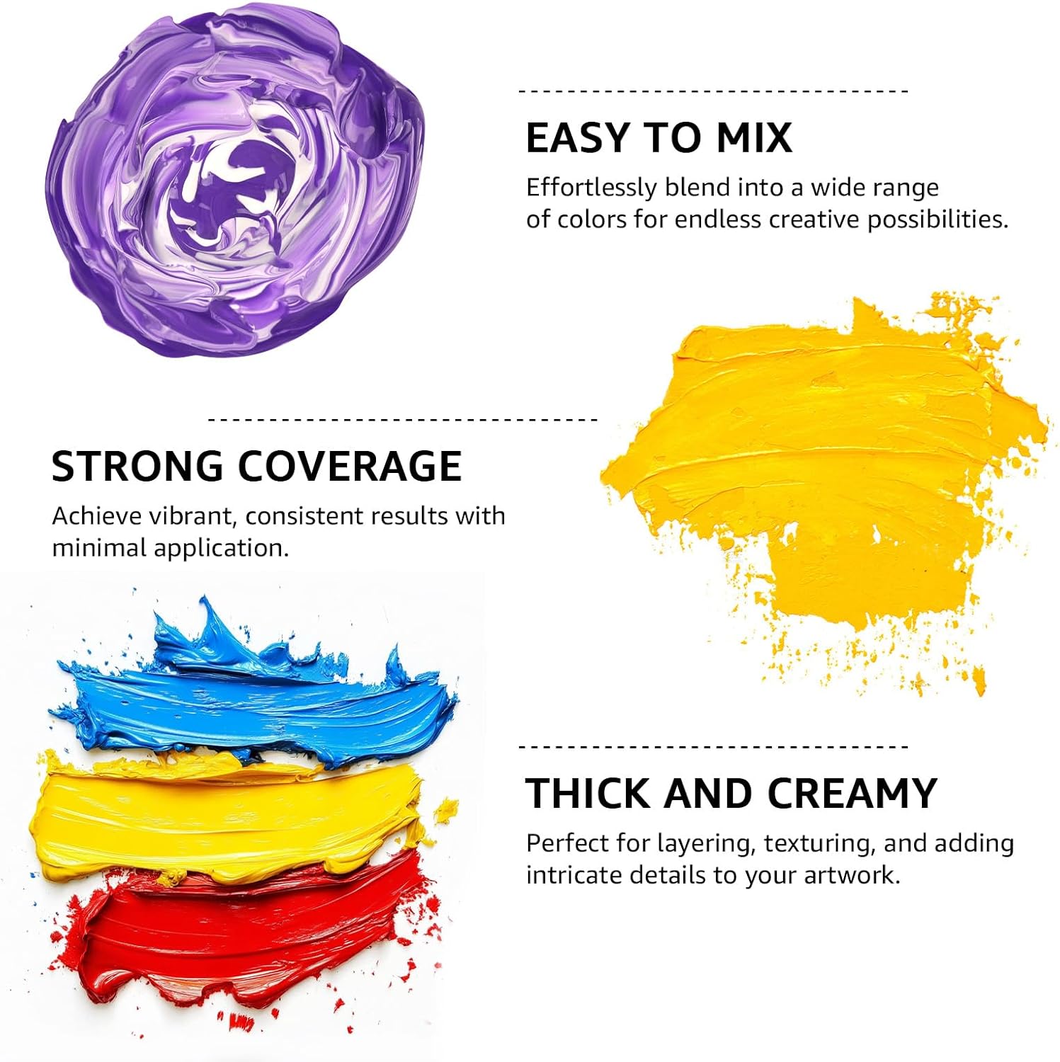 Detalle de ABEIER Bulk Acrylic Paint Set (20 Colors, 250 ml each) – Matte Finish for Beginners and Students