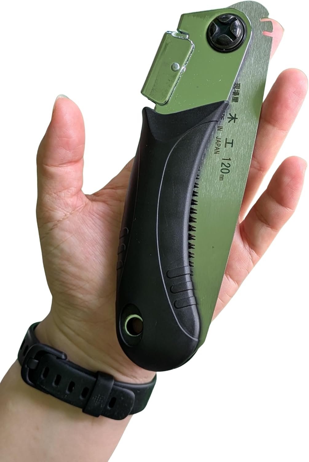 Detalle de 現場屋 折込木工鋸 刃渡り120mm 二段階角度調整・替刃付き