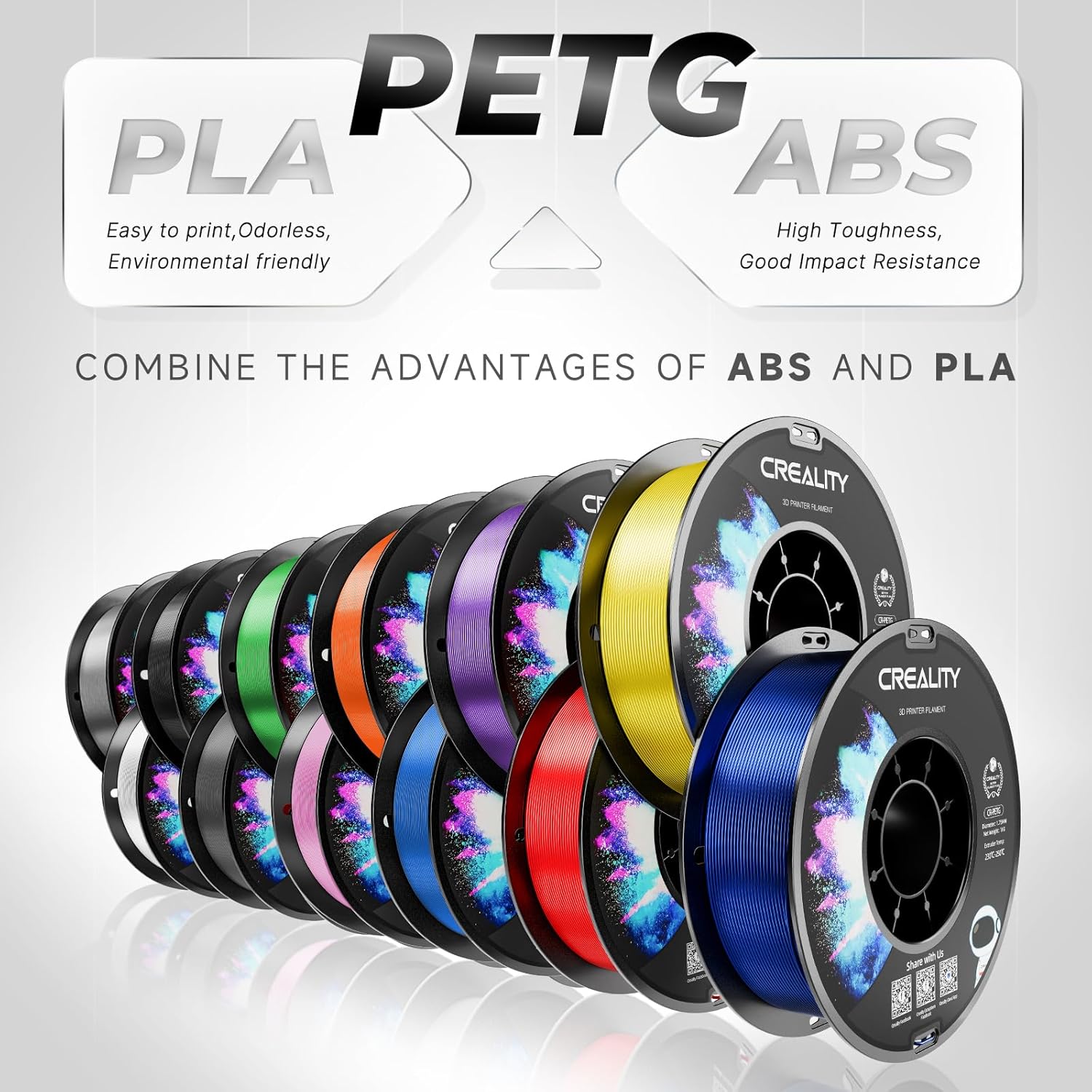 Detalle de Creality PETG Filament 1.75mm (4kg total) – White, high-precision, low-odour PETG for FDM printing