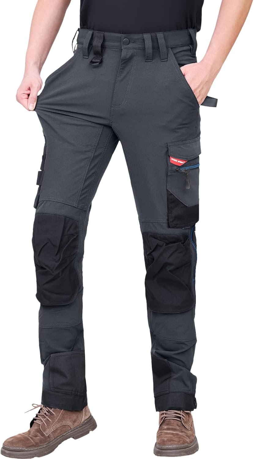 Thumbnail 5 de WORK IDEA Herren Slim-Fit Stretch Arbeitshose: Strapazierfähige Eleganz mit Cordura-Bereichen