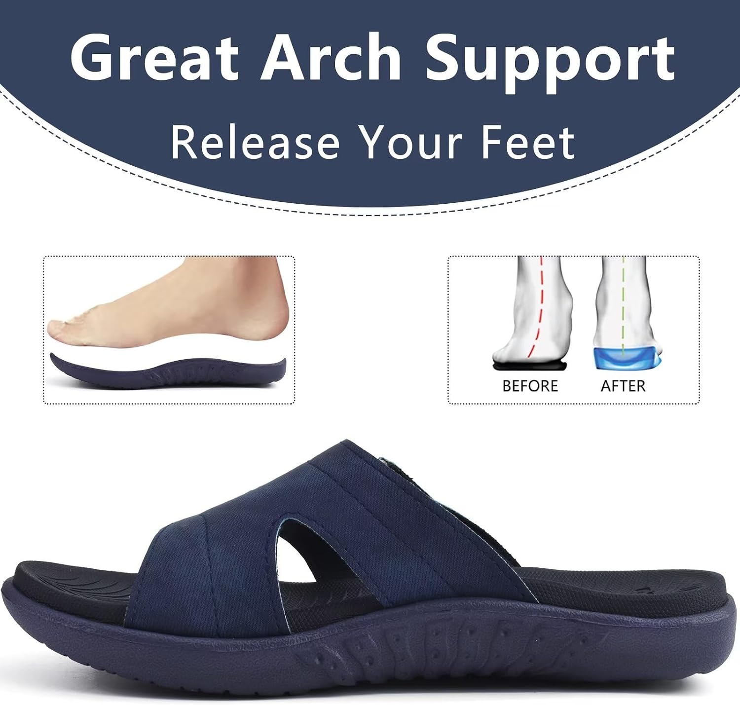 Detalle 2 de KuaiLu Damen Sandalen Orthopädische Mode Leichte Badeschlappen – Verstellbare Open-Toe Sandalen mit Antirutsch-Sohle