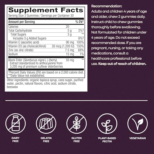Thumbnail 6 de Nature's Way Sambucus Elderberry Gummies for Immune Support (Ages 4+) 60 ct