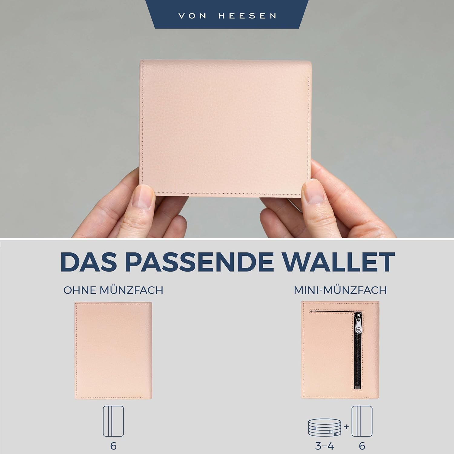 Thumbnail 5 de VON HEESEN Leder Geldbörse Damen & Herren – RFID-Schutz, Echtleder, Rose