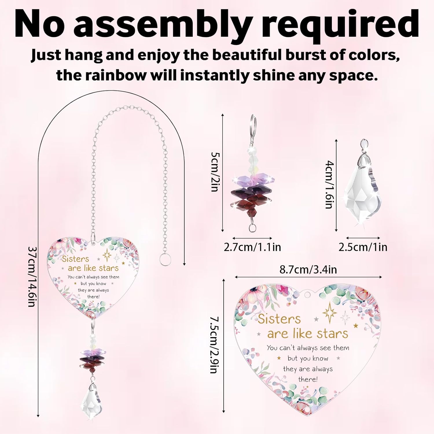 Thumbnail 5 de Sister Gifts Crystal Suncatcher for Sister