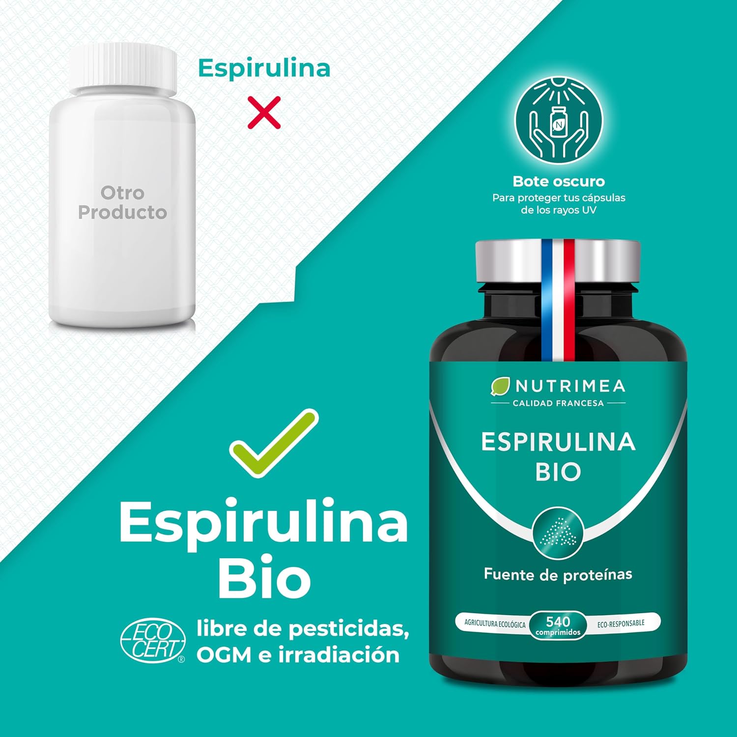 Detalle de Nutrimea Espirulina Premium 540 comprimidos 500 mg