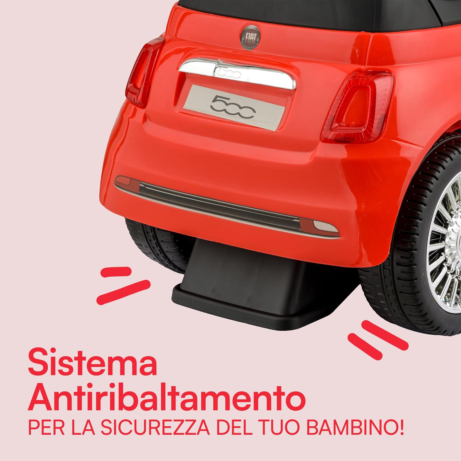 Detalle 2 de Baroni Toys Macchinina Fiat 500 Cavalcabile 28 cm