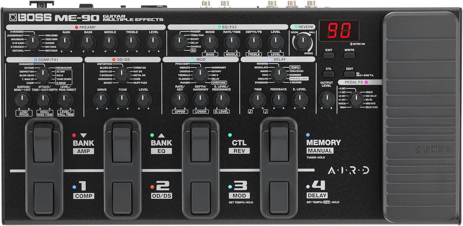 Detalle de BOSS ME-90 Guitar Multi-Effects Processor with 11 AIRD Amps and 60 Effects
