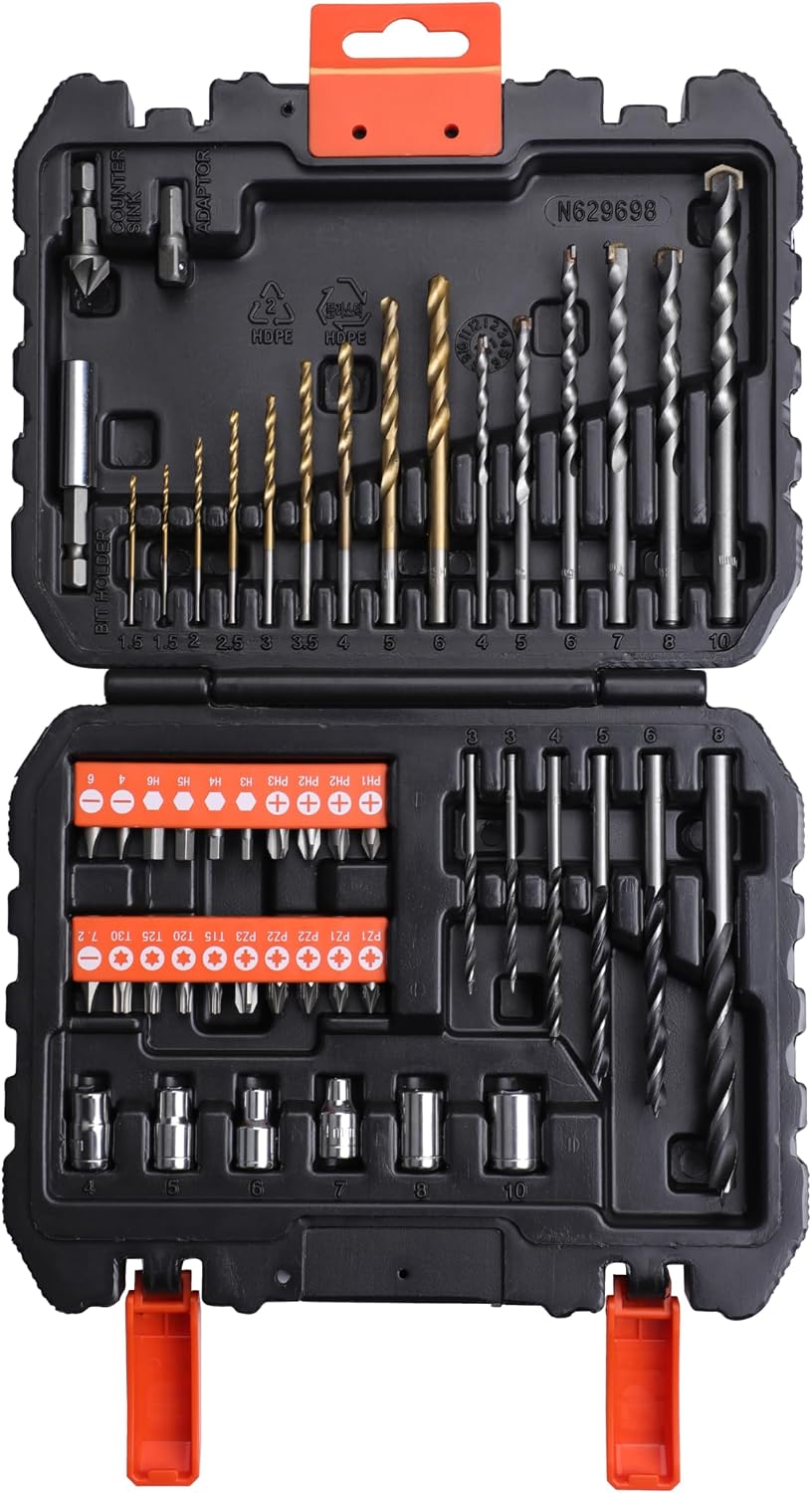 BLACK+DECKER Set per Forare 50 pezzi A7188-XJ: punte e accessori per forare e avvitare
