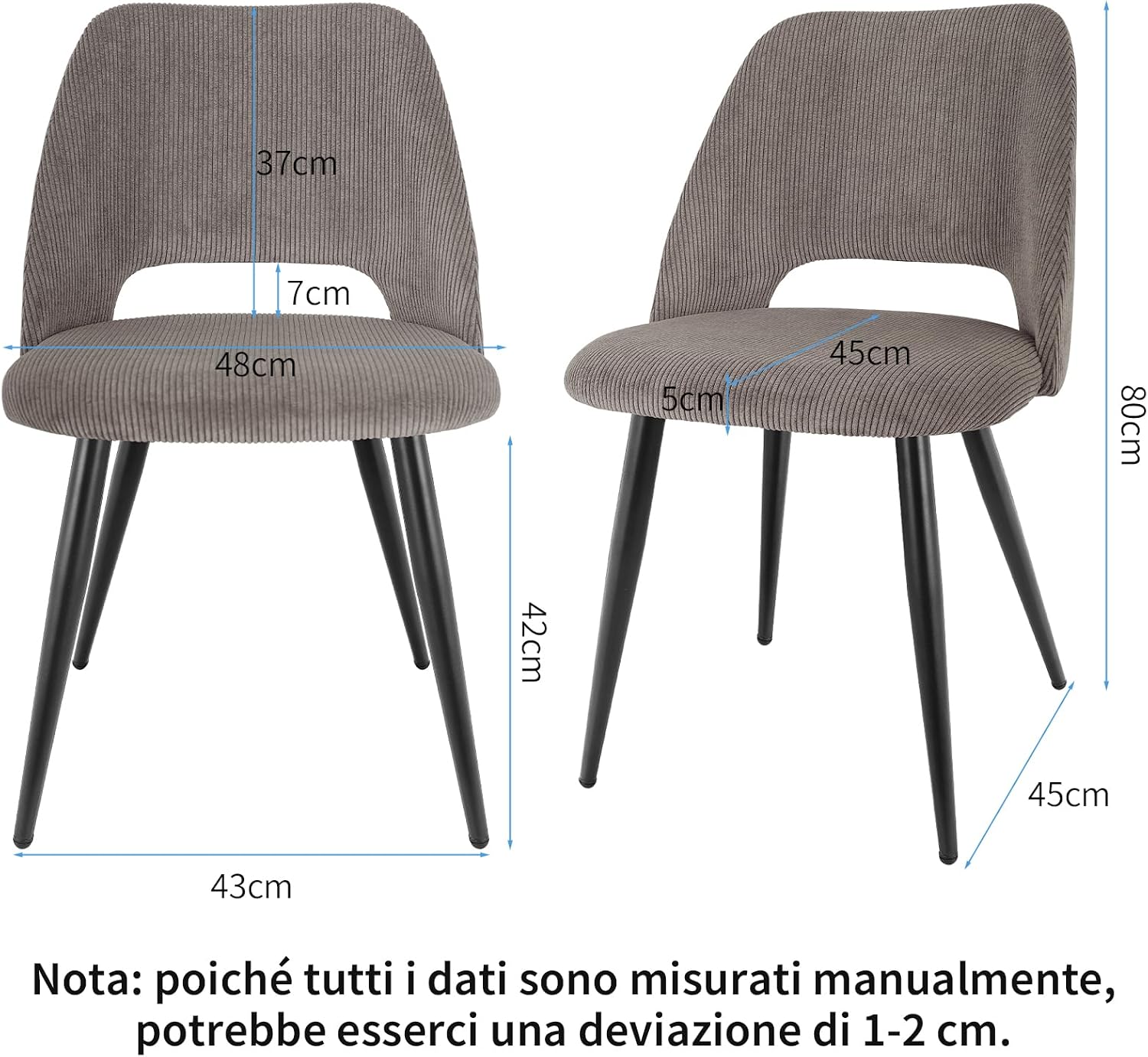 Detalle de JIJIAN set di 4 sedie da pranzo in velluto con schienale ritagliato, imbottite (marrone)