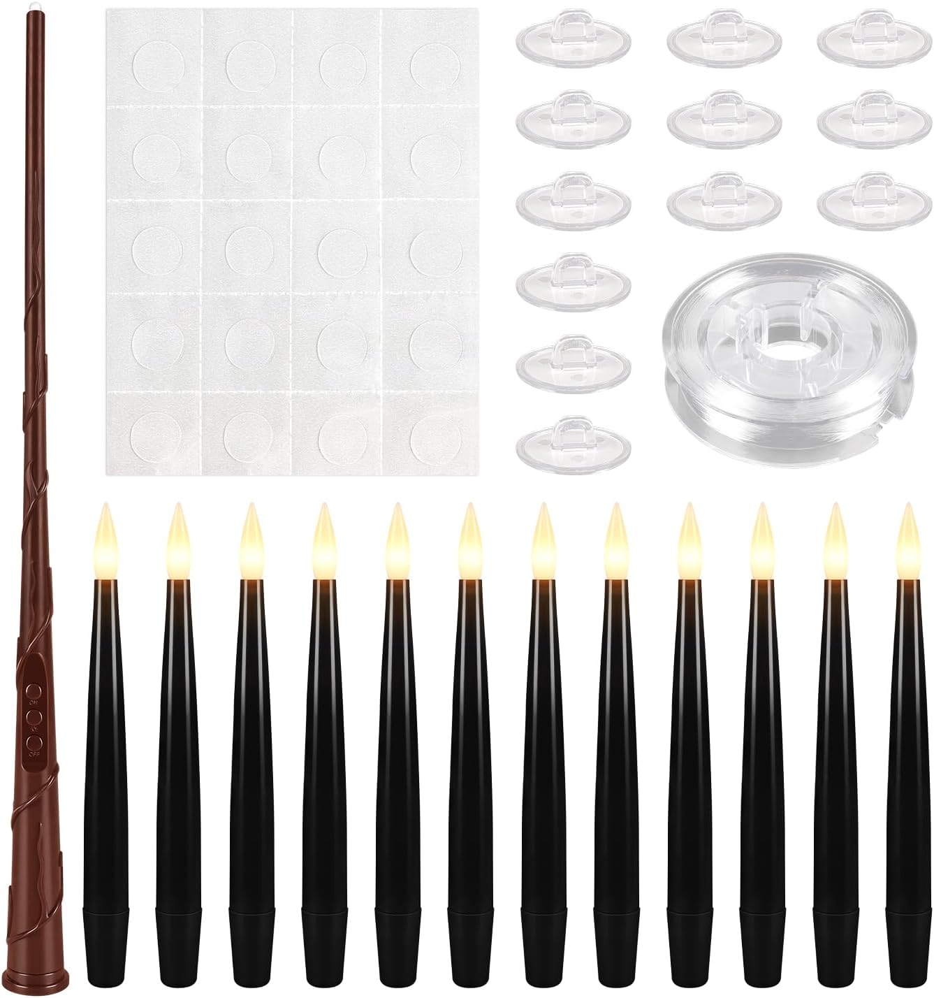 Detalle 2 de ECLHTLNY VEK125 Floating LED Candles, 12-Pack, Black with Warm Flickering Light