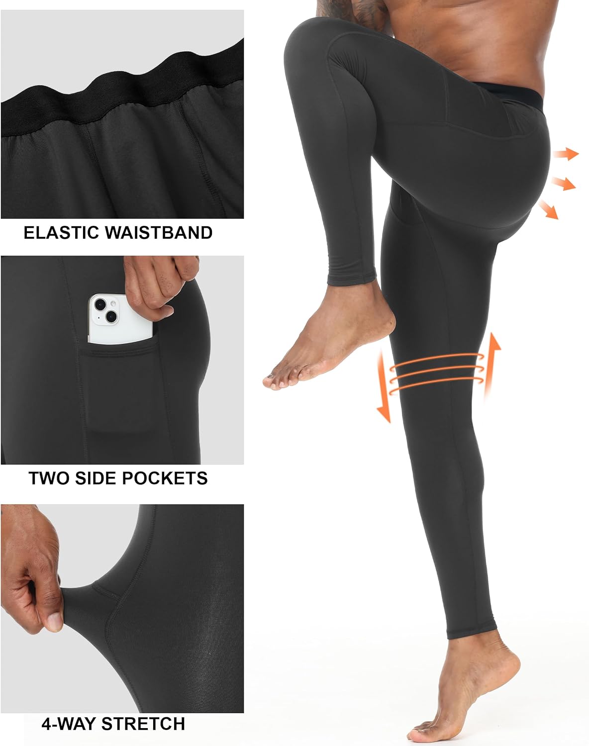 Detalle de RIKUAOU Men's Thermal Compression Pants