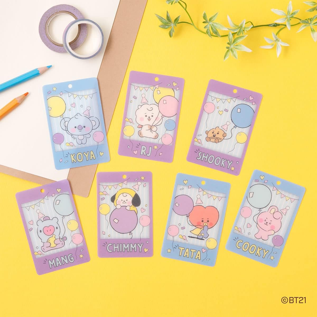 Detalle 2 de BANDAI BT21 カードマスコットセット カード2枚・ミニパーツ・ボールチェーン付き