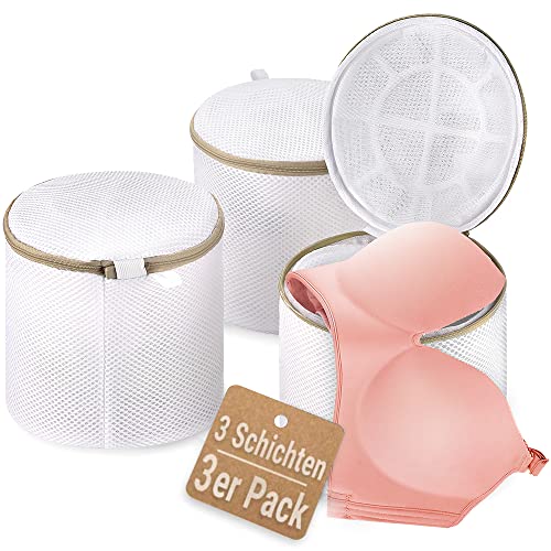 Detalle de ecooe BH Wäschesack Set – 3er Pack, 17 x 17 cm, Schutzbeutel mit Reißverschluss
