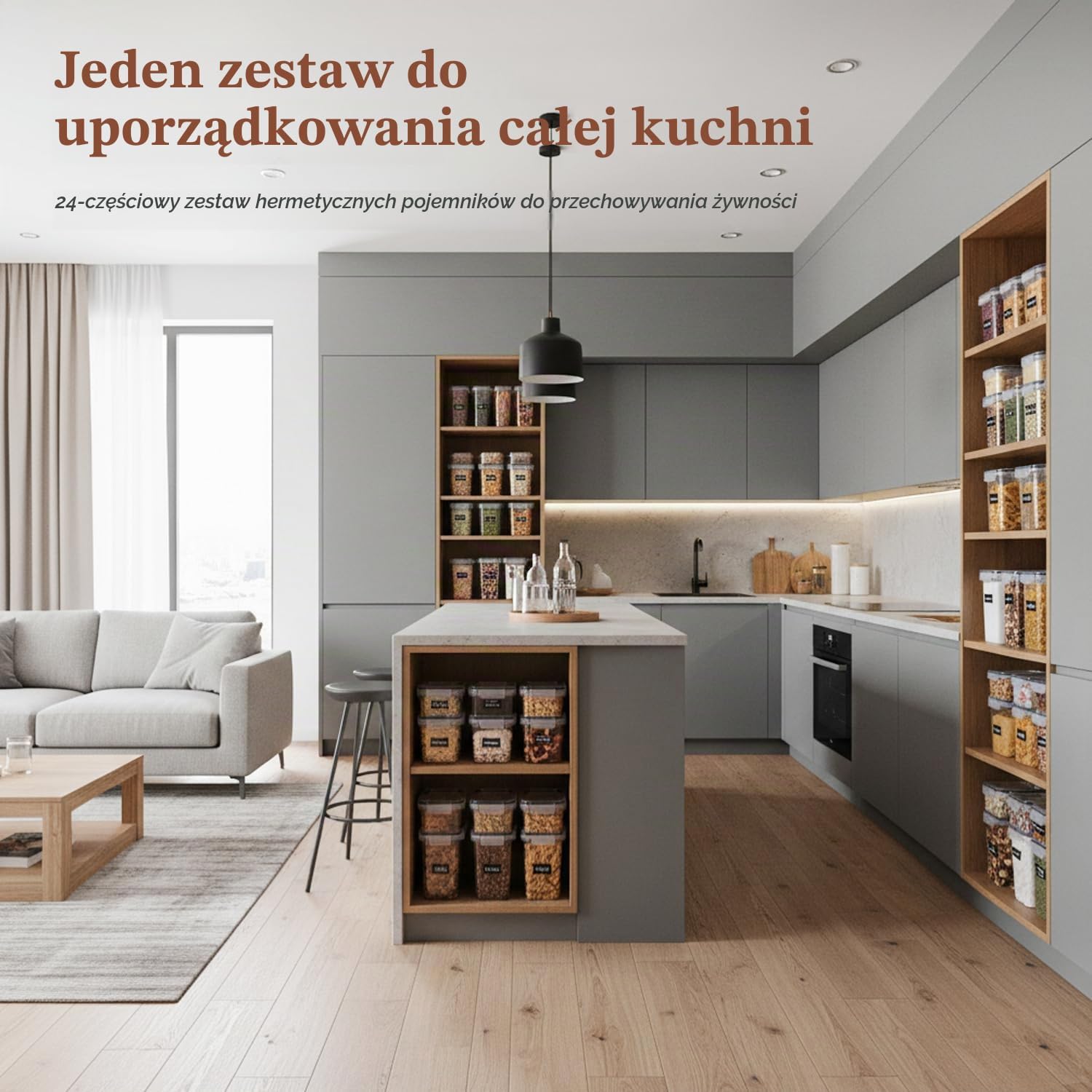 Detalle de ComSaf – hermetyczne pojemniki na żywność, zestaw 24 szt., 0,8–2 l