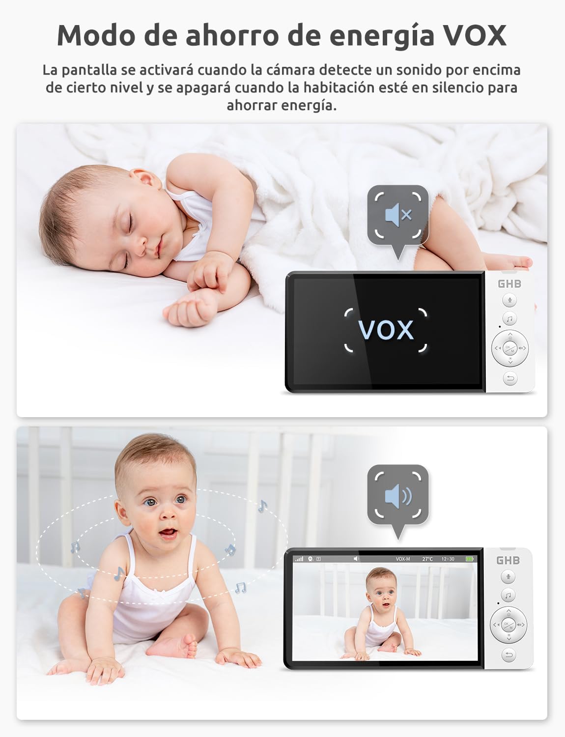 Thumbnail 2 de GHB Camara Vigilancia Bebe 5" 5000mAh