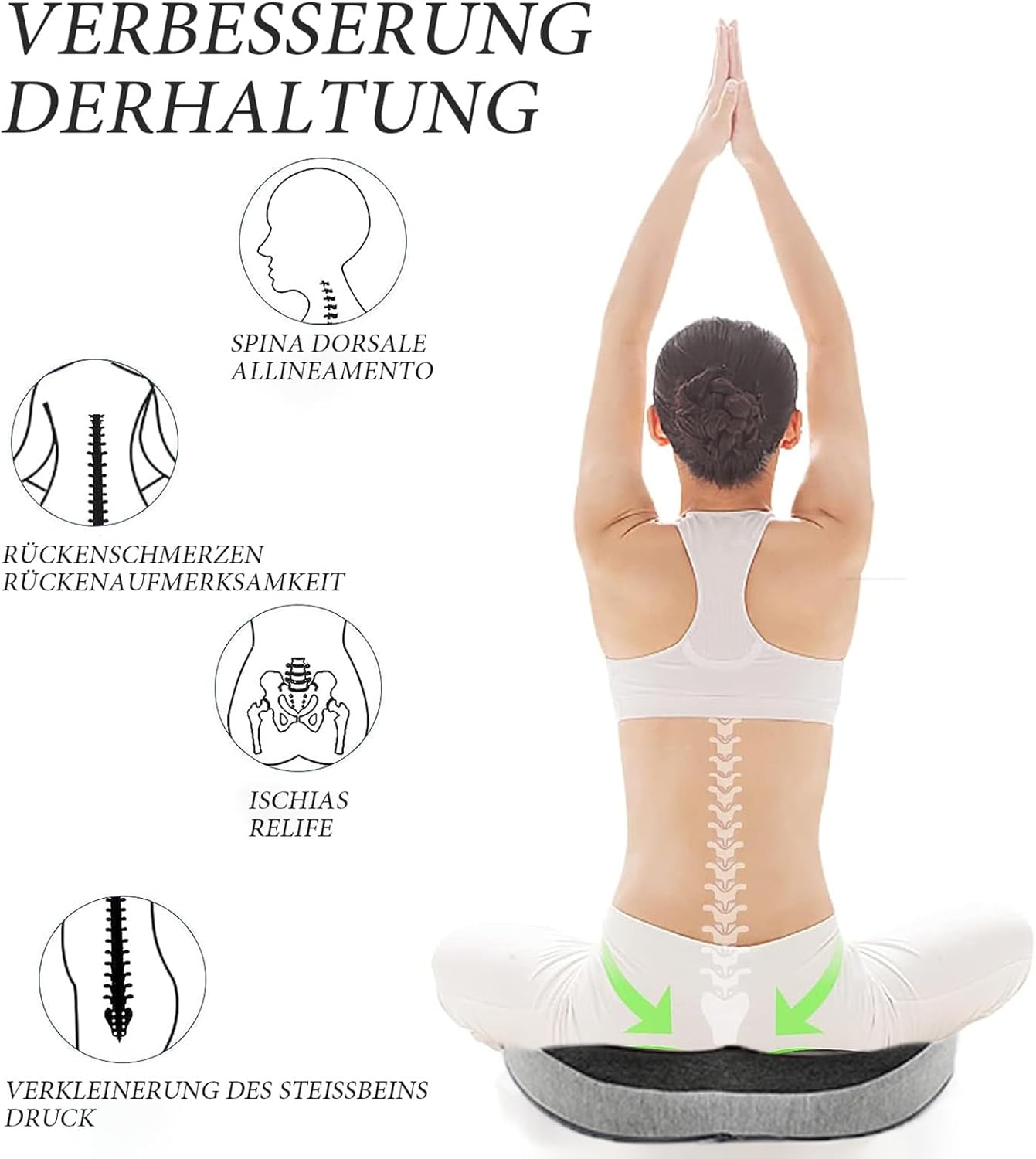 Detalle de Auoketuo Anti-Dekubitus Sitzkissen – Orthopädisches Donut-Kissen mit Memory-Schaum
