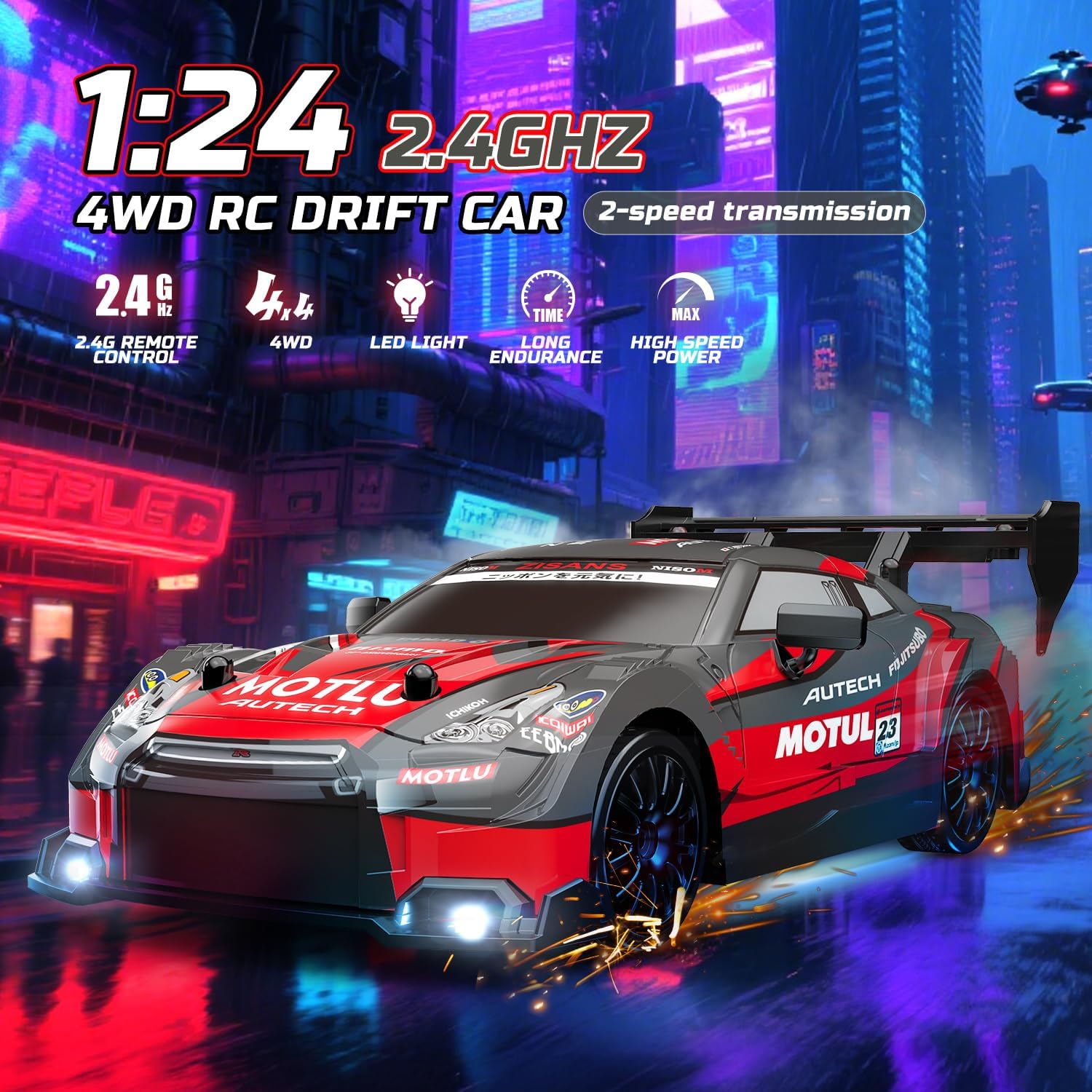 Thumbnail 1 de DEERC RC Drift Car: 4WD with Interchangeable Shells, Lights & Accessories