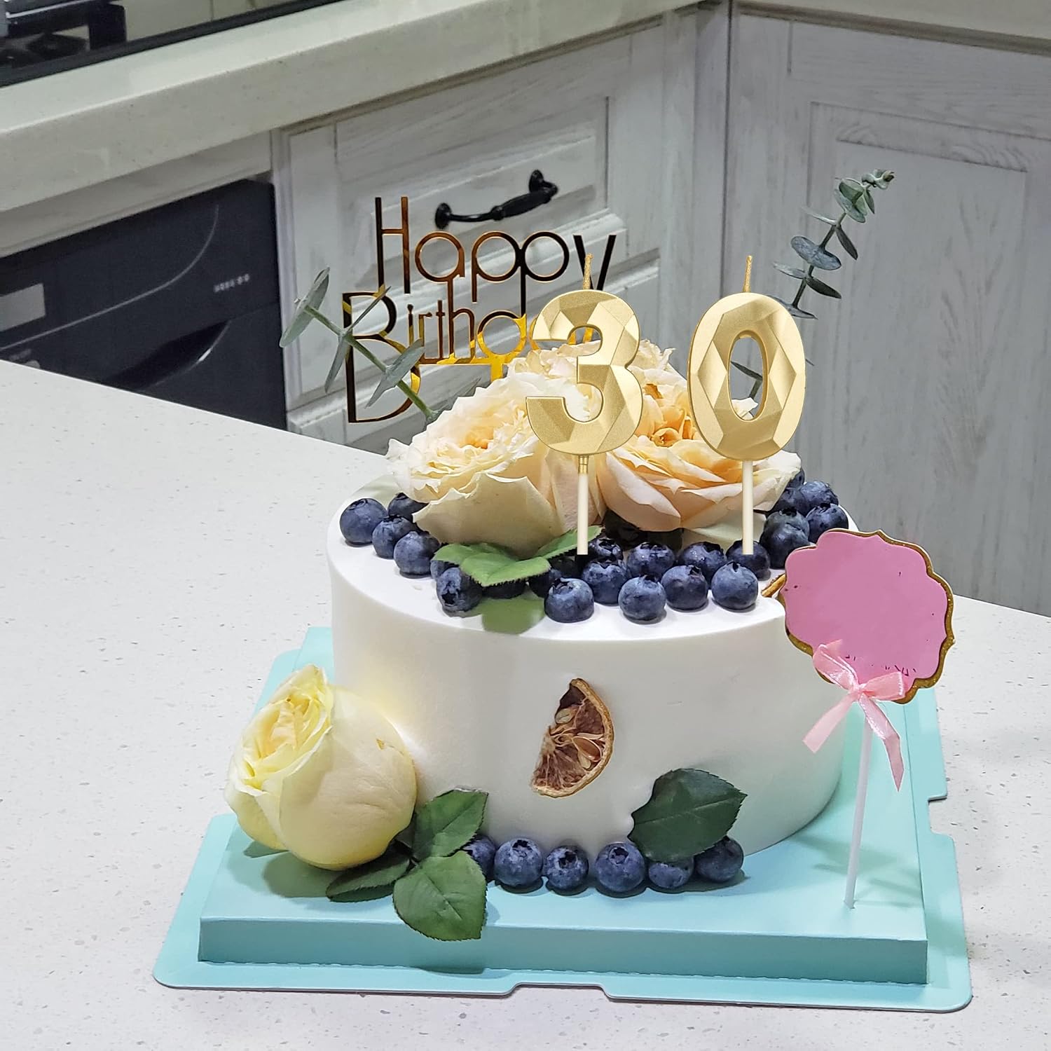 Detalle de 30th Birthday Candles, Gold Number Candles – Elegant Number Cake Toppers