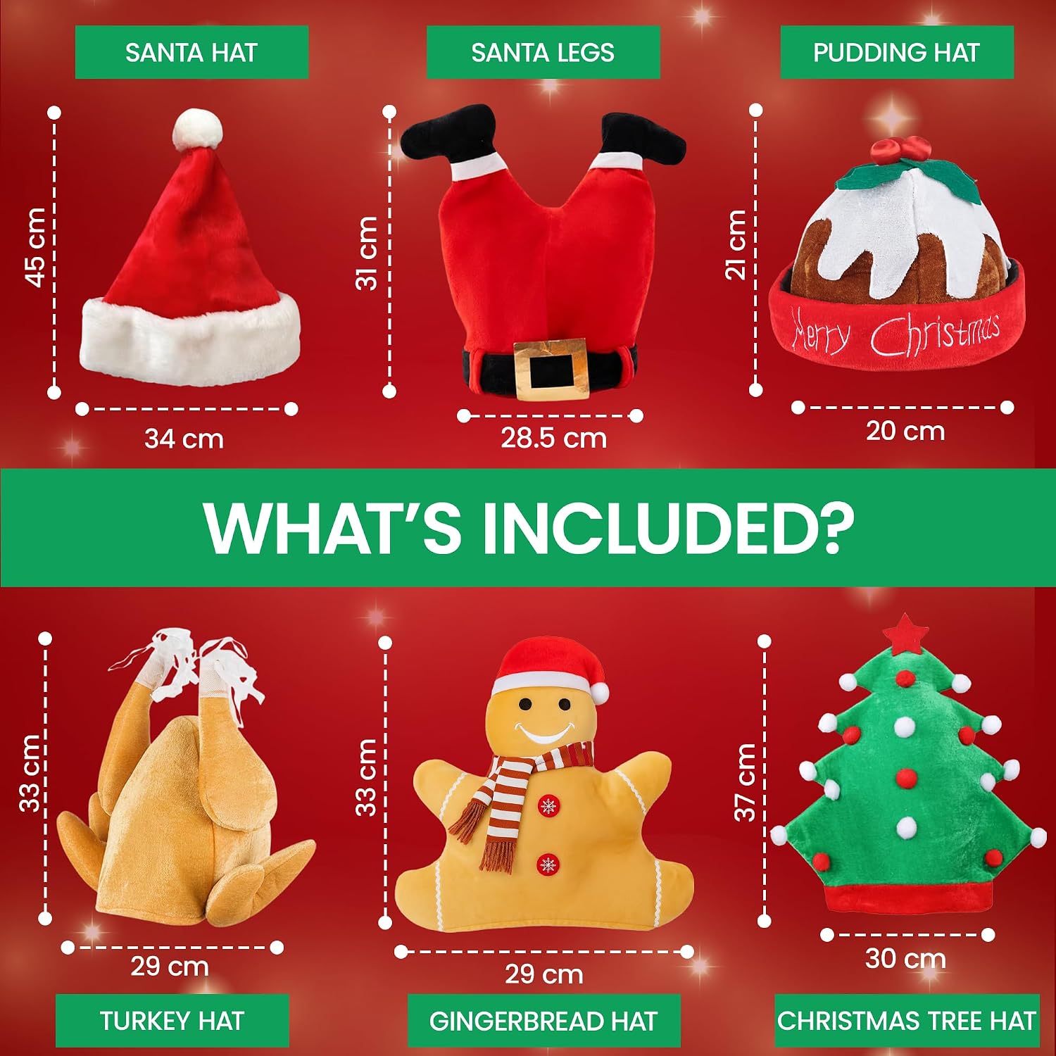 Detalle 2 de Novelty Christmas Hats Pack 6-piece