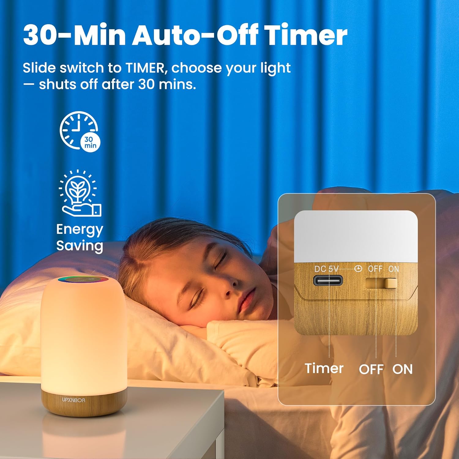 Thumbnail 5 de UPXNBOR Night Light: USB‑Rechargeable LED Touch Bedside Lamp with 256 RGB Colours
