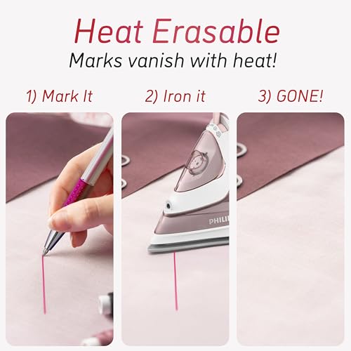 Detalle de Lange & König 4x Heat Erasable Fabric Marking Pens for Sewing – 4 Pens + 8 Refills