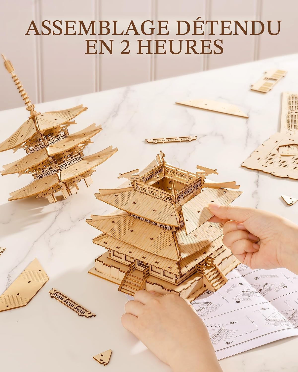 Thumbnail 3 de Rolife Pagode à cinq étages puzzle 3D en bois 🧩