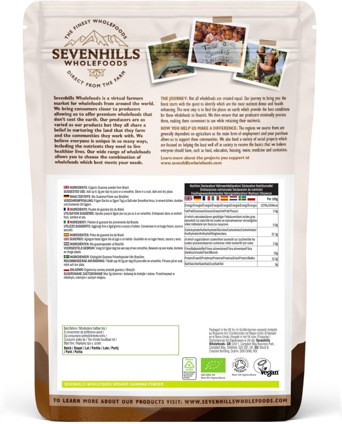Detalle 2 de Sevenhills Wholefoods Guaraná en Polvo Orgánico 🌿 500g